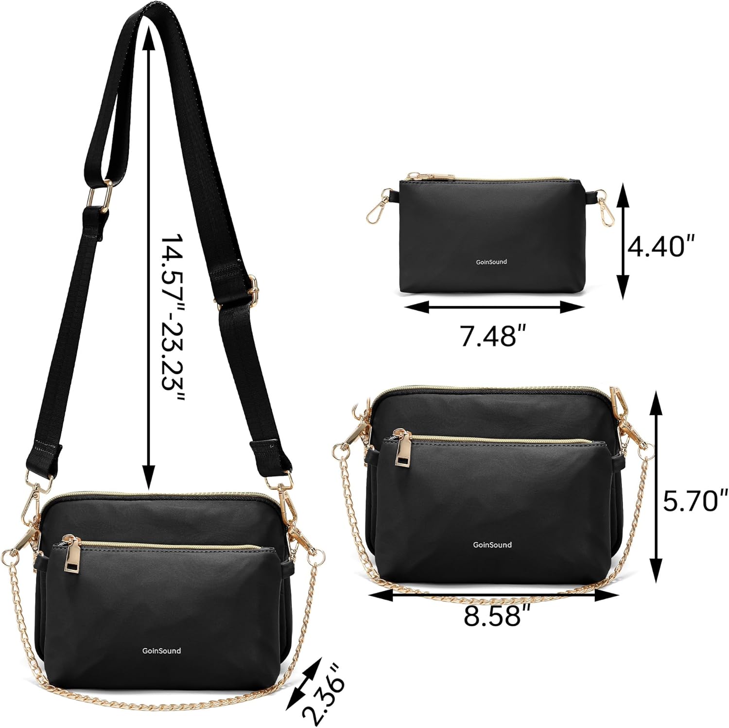Trendy 3-in-1 Crossbody Bag for Women - Leather & Nylon Multi-Functional Sling Fanny Chest Pack with Gold Hardware