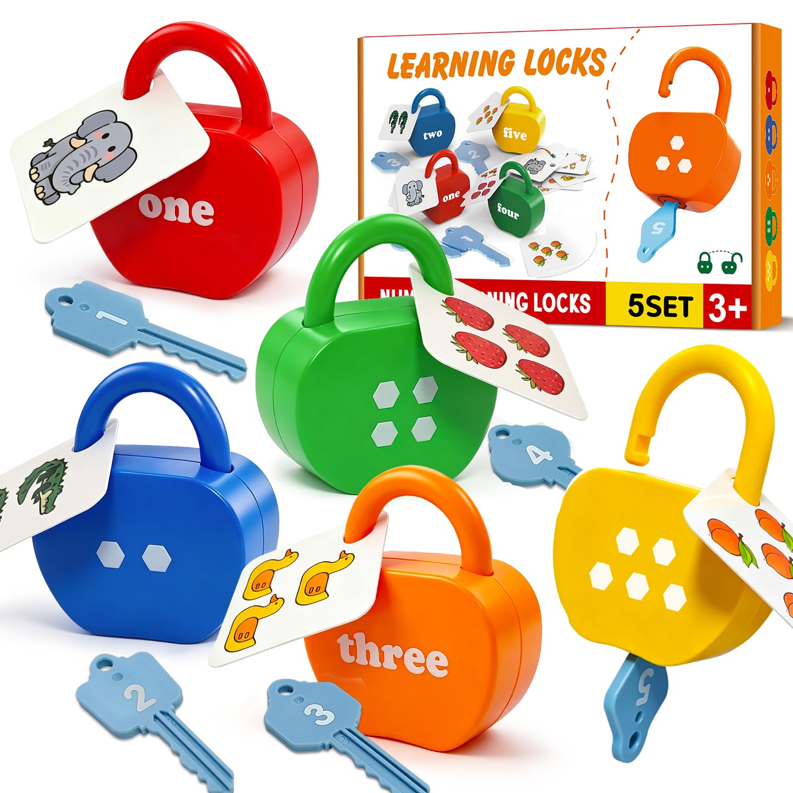 Ninigai Apple Lock & Key Toy for Kids, Colorful Number Locks & Keys Montessori Toys for Toddlers Ages 3-5, Counting Games,Fine Motor Skills Learning Preschool & Kindergarten Classroom Must Haves โ image 1