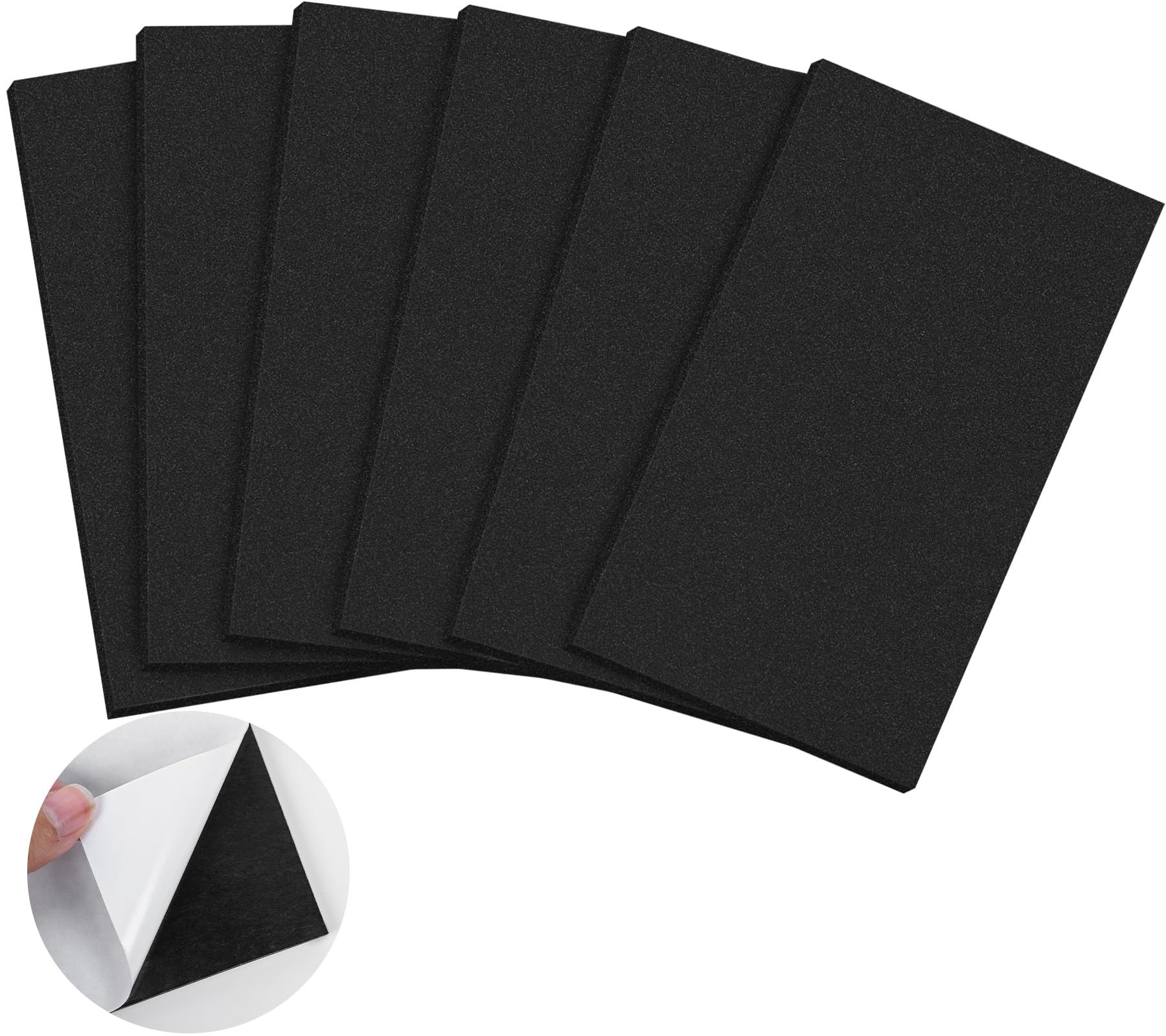 ToLanbbt 6 PCS Adhesive Foam Padding Sheets Closed Cell Neoprene Foam Sheet 1/8" Thick, 12" x 8" Self Stick Insulation Anti Vibration Pads Anti-Slip