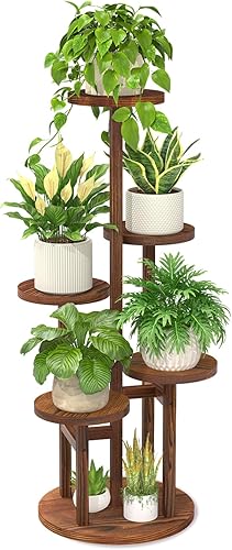 Miniatura 14 de LASZOLA Soporte de metal negro de 3 niveles de altura para macetas grandes, estante vertical de hierro forjado resistente para flores grandes