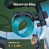 Vista 7 de Titanker Cable de bloqueo para bicicleta, bloqueo de cable para bicicleta de 4 pies, bloqueo básico autoenrollable para bicicletas de niños