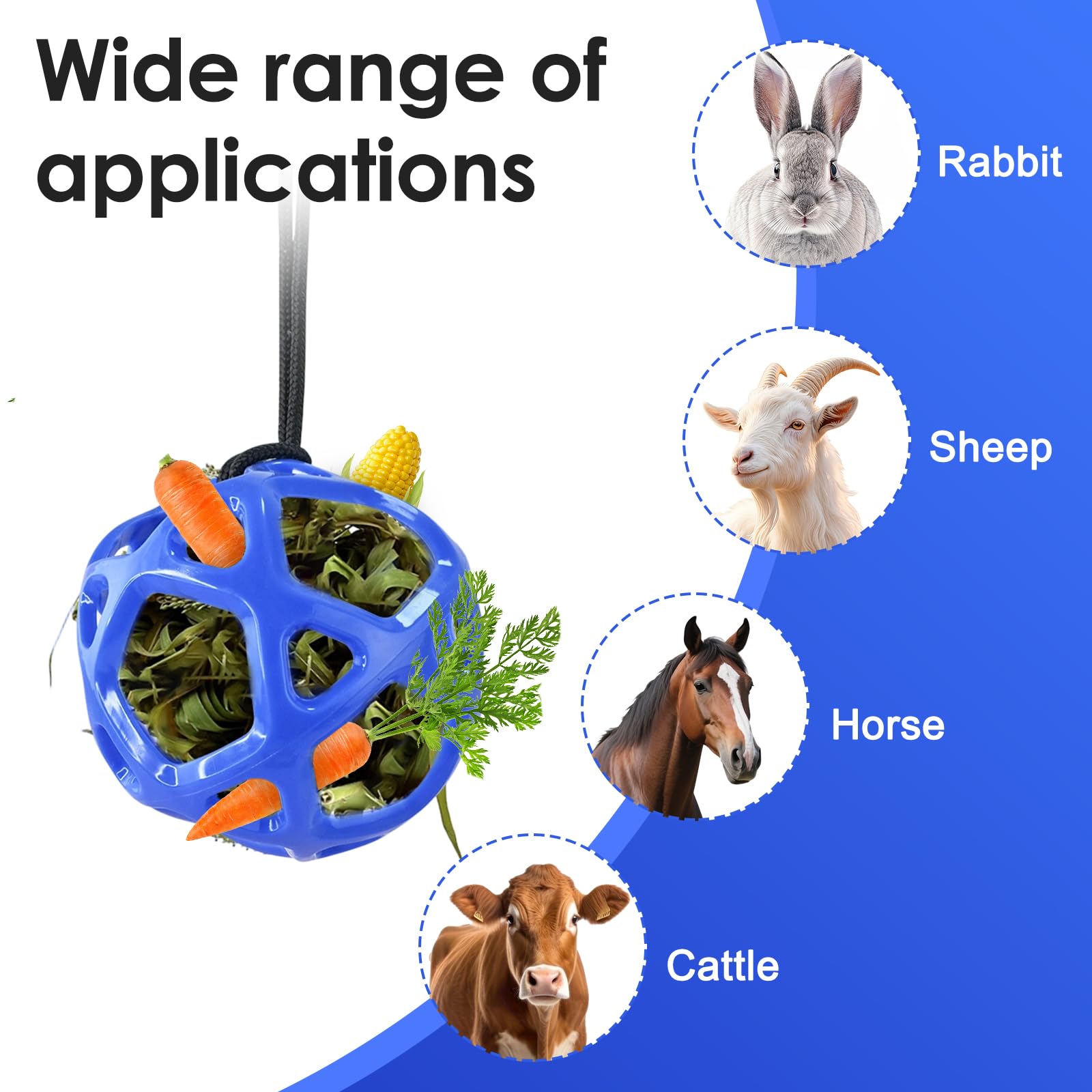 Pelota de juguete para caballos de 19 cm, rellenable con zanahorias, alivio del estrés