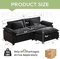 Vista 2 de 86" Modular Sectional Sofa, Comfy Cloud Couch Sectional Sofa with Ottoman, Chenille Sofa Sleeper Deep Seat Sofa with Throw Pillows for Living Room
