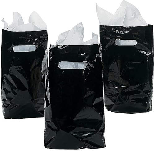 Fun Express - Bolsas de plástico negras (50 piezas) - Suministros para fiestas - Bolsas - Bolsas de plástico - 50 piezas