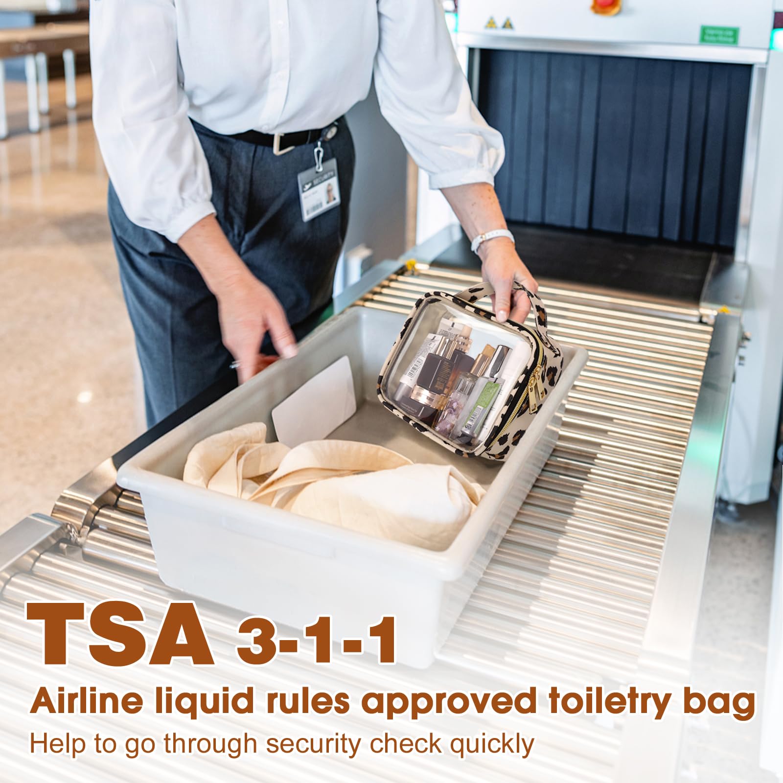 Wedama Neceser aprobado por la TSA, paquete de 3 bolsas de maquillaje transparentes con asas, bolsas de cosméticos transparentes de PVC de tamaño de cuarto de galón para mujeres y hombres, bolsa de