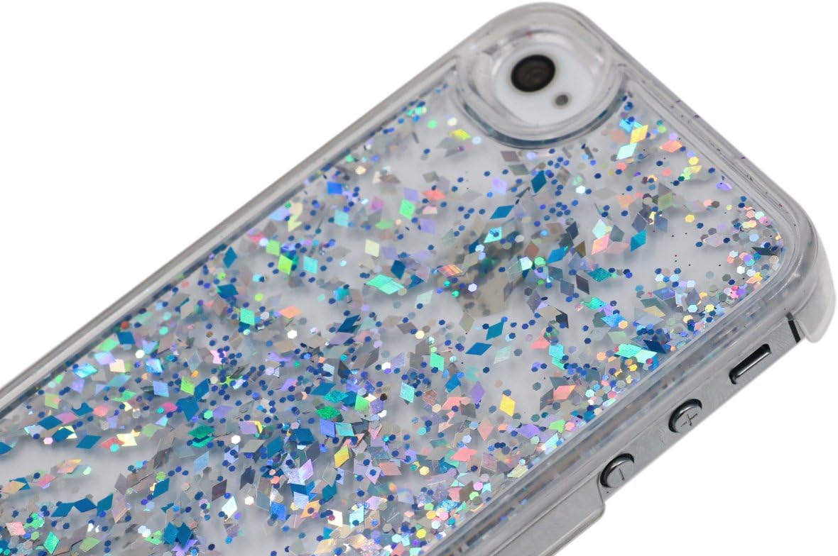 SE Case Floating Liquid Diamond Style, iPhoneSE Silver Shiny Flowing Flow Quicksand Sparkle Moving Glitter Liquid Diaomond Case for iPhone5 iPhone5S iPhone SE,Diamodn Twinkle Silver