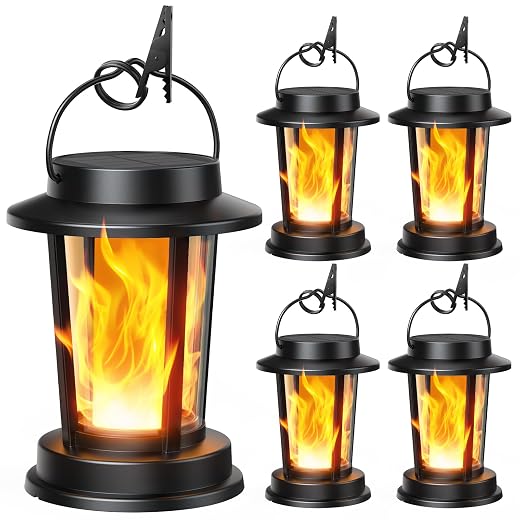 Solar Lanterns, 4 Pack Flickering Flame Solar - $35.99