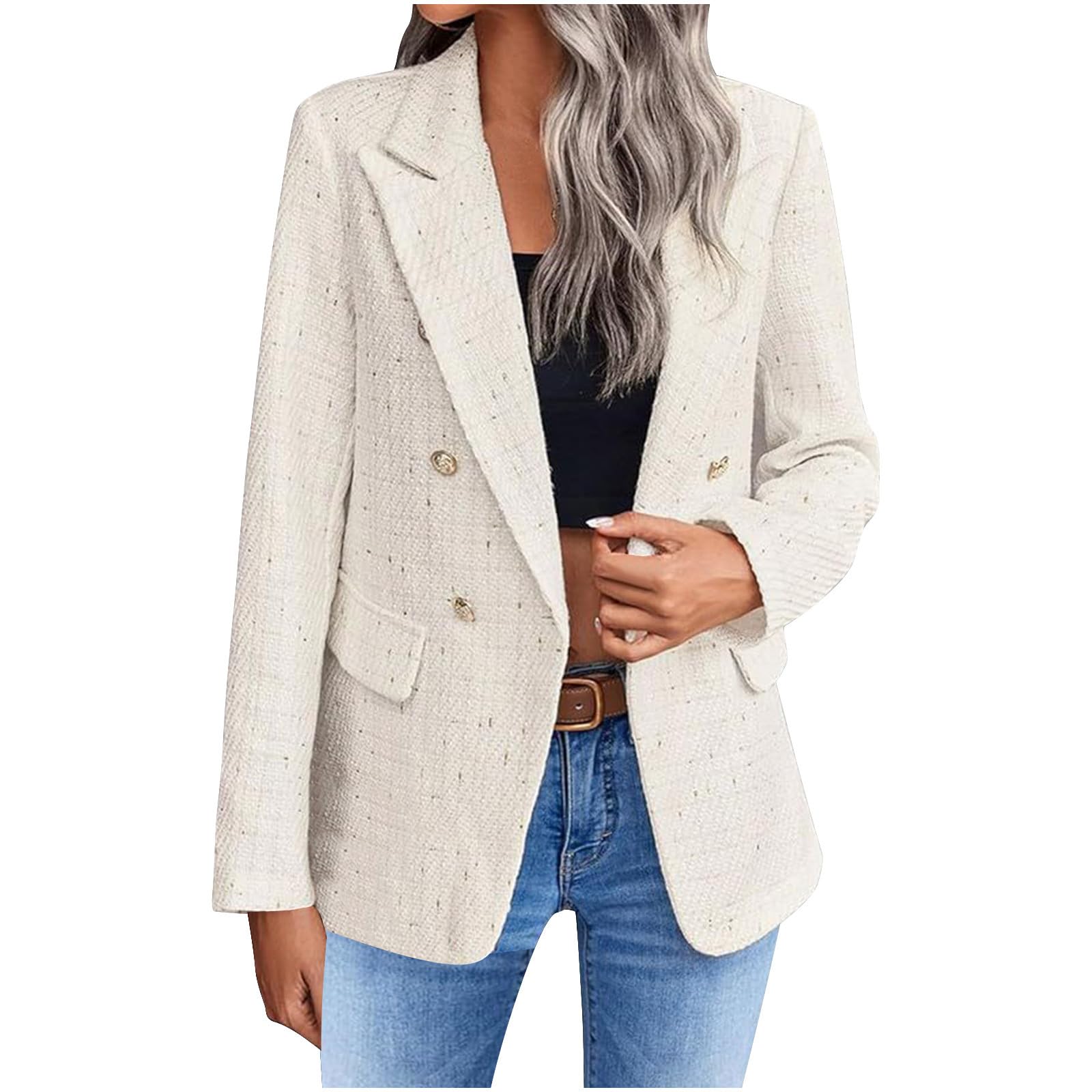 NATHGAM Blazer Jackets for Women Long Sleeve Casual Stylish Plaid Jacket Ladies Business Work Suit Jackets Fall Clothing