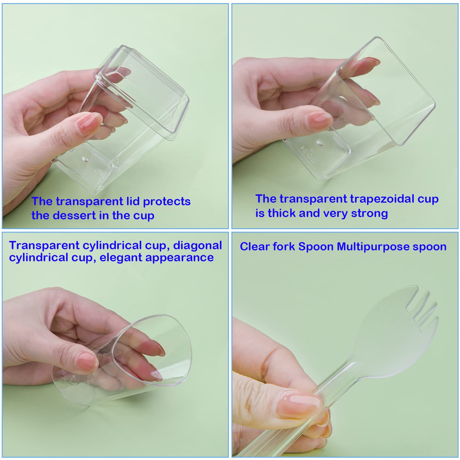 Tisovixo Clear Dessert Cups with Lids and Spoons, 100 Pack 5oz 3oz Mini Dessert Cups,2 Types Parfait Appetizer Cup, Reusable Mini Serving Cups for Party Desserts Halloween Thanksgiving Christmas