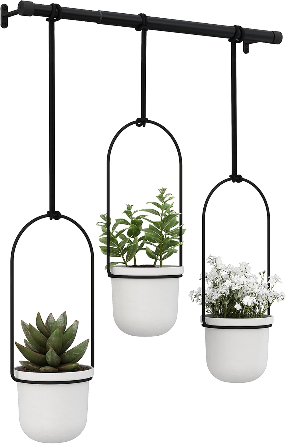 Umbra Triflora Hanging Planter for Window, Indoor Herb Garden, White