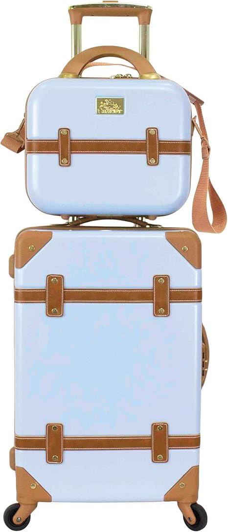 review Chariot Gatsby 2-piece set Hardside Expandable Carry On Luggage With Matching Beauty Case (Ice Blue)