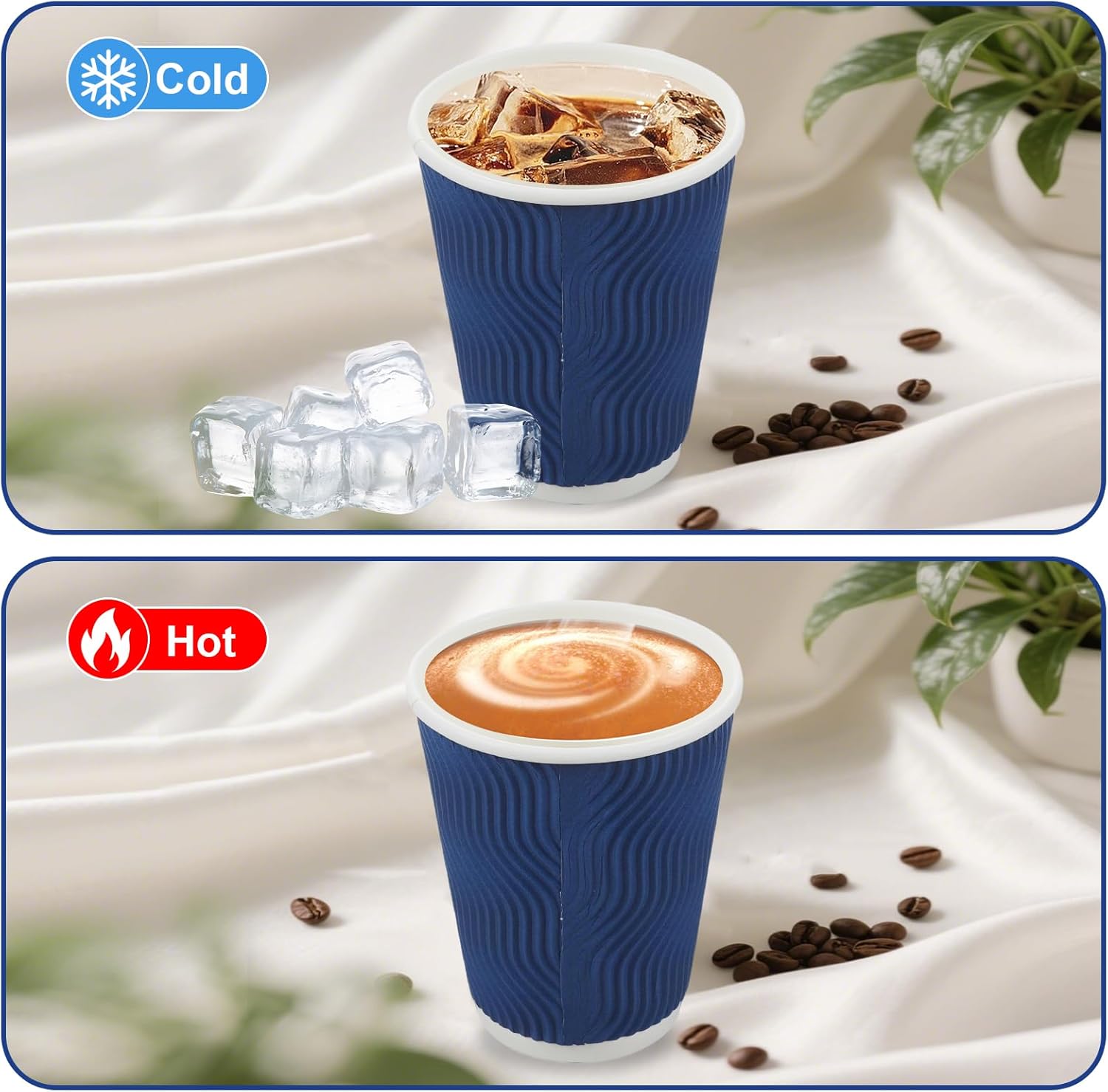 Coffee Cups, 120 Pack 12 oz Disposable Insulated Paper Cups, Corrugated Kraft Ripple Wall Cup Suitable for Hot and Cold Drinks - Image 6