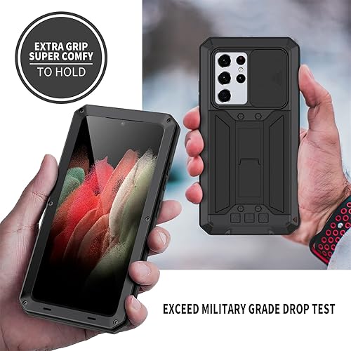 Miniatura 13 de Funda de metal para Samsung Galaxy S21/S21 Plus/S21 Ultra, [grado militar a prueba de golpes] [protector de pantalla integrado] Funda protectora