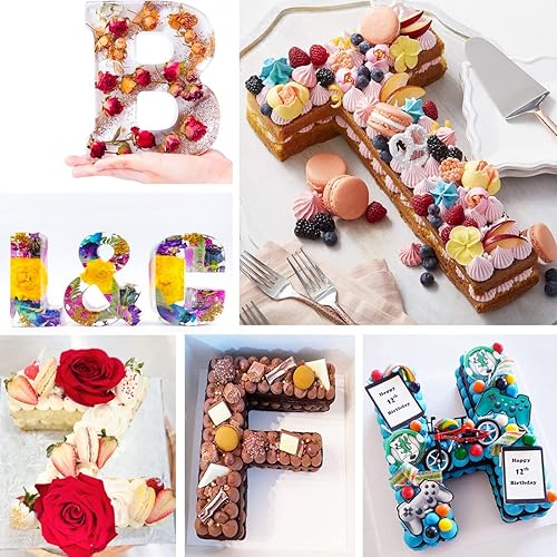 Miniatura 5 de Molde de letras grandes de 7 pulgadas para resina, 26 moldes epoxi del alfabeto en mayúsculas, molde del alfabeto grande de la A a la Z para hacer