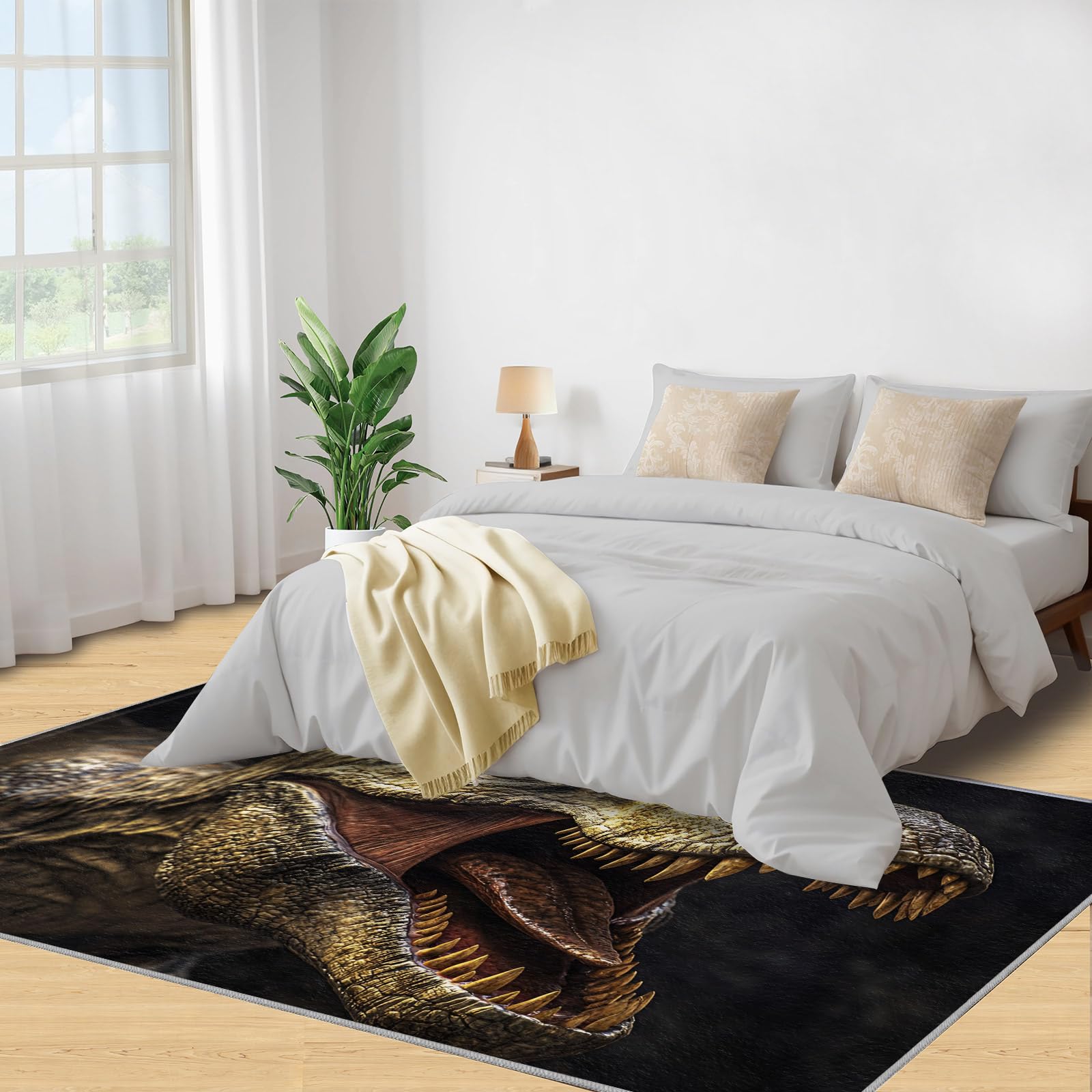 Dinosaurier Teppich Wohnzimmer Tier Teppich für Schlafzimmer 70 x 140 cm, Dinosaurier Kurzflor Dekoration Teppiche Weicher Waschbarer Antirutsch