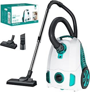 Aspirador sin bolsa, 1800 W Vacuum Cleaner con filtro HEPA, aspirador trineo controlable a pie 22 KPa con cable de 5 m, tanque de gran capacidad 4L, silencioso, ligero, para pelo de animales, muebles