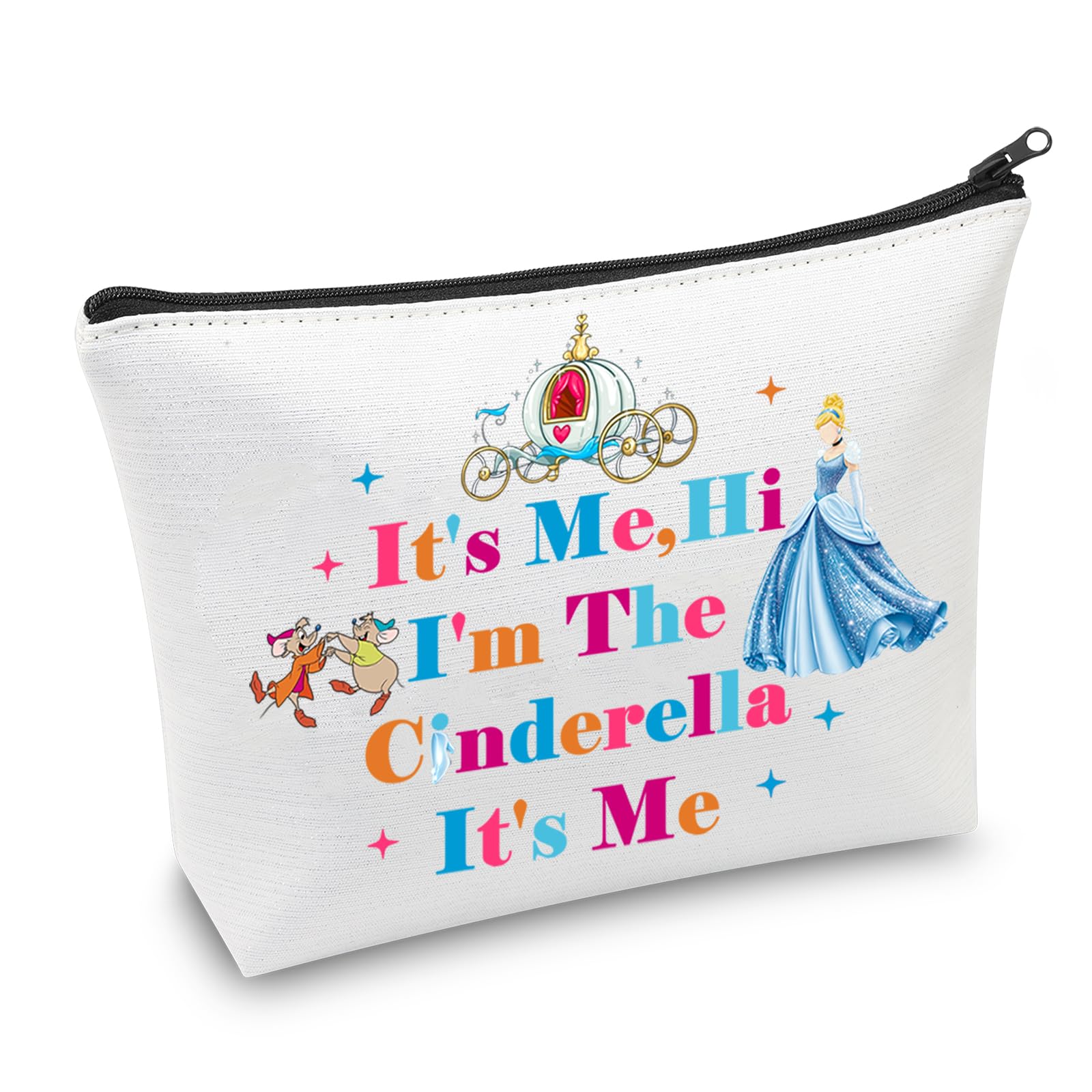 AKTAPFairy Tale Princess Gifts It's Me Hi I'm The Cinderela It's Me Makeup Bag Fairy Tale Cosmetic Bag Cartoon Princess Gift (It's Me MB)