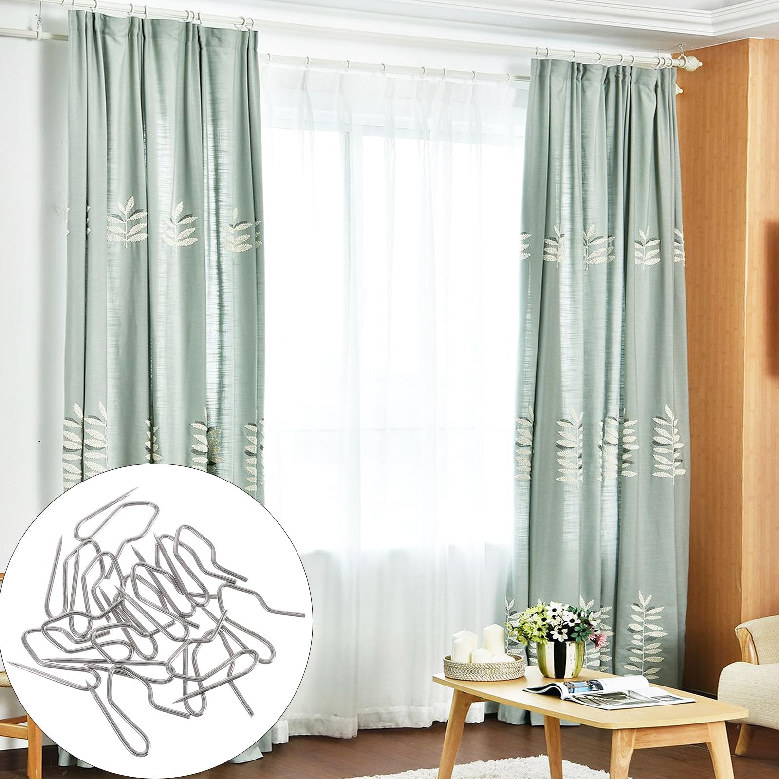 COHEALI Crochets Métalliques Surface Lisse 450 en Alliage de Fer Argentés Accessoires Simples pour Rideaux pour Tringles à Rideaux