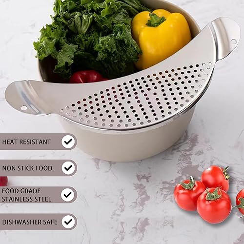 Miniatura 3 de Colador de acero inoxidable, 2 unidades, colador de pasta, colador de alimentos de metal para fideos, frutas, verduras, adecuado para macetas o