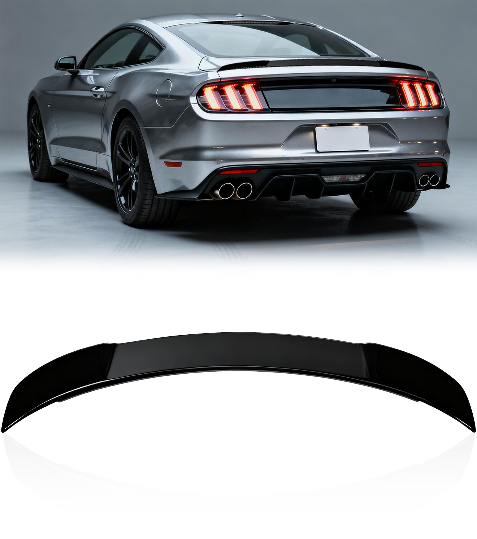 rear trunk wing spoiler compatible with 2015-2023 ford mustang gt500 gt350 v6/v8/shelby/gt/ecoboost 2 door coupe models rear wing gloss black