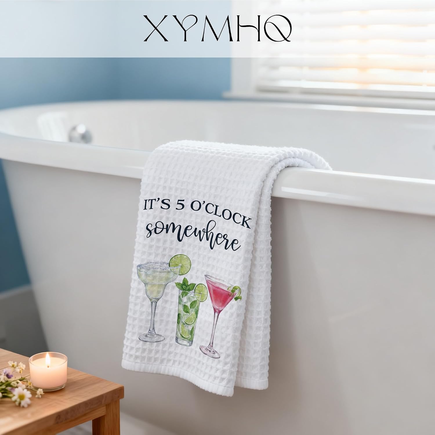 Funny Margarita Gift & Cocktail Gift Kitchen Towels 16x24, 5 O'Clock Somewhere Dish Towel, Home Bar Margarita Decor Cocktail Decor Gifts for Women