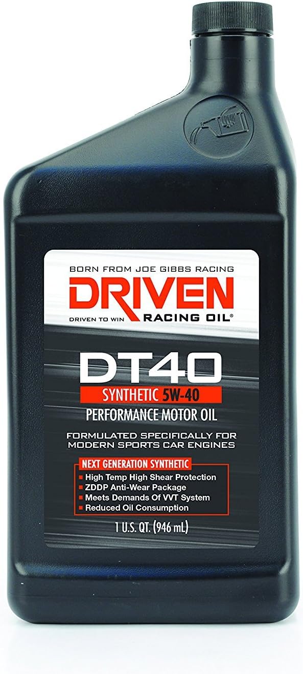 Joe Gibbs Driven Racing Oil 02406 DT40 5W-40 Synthetic Oil - 1 Quart Bottle (Quantity 4)