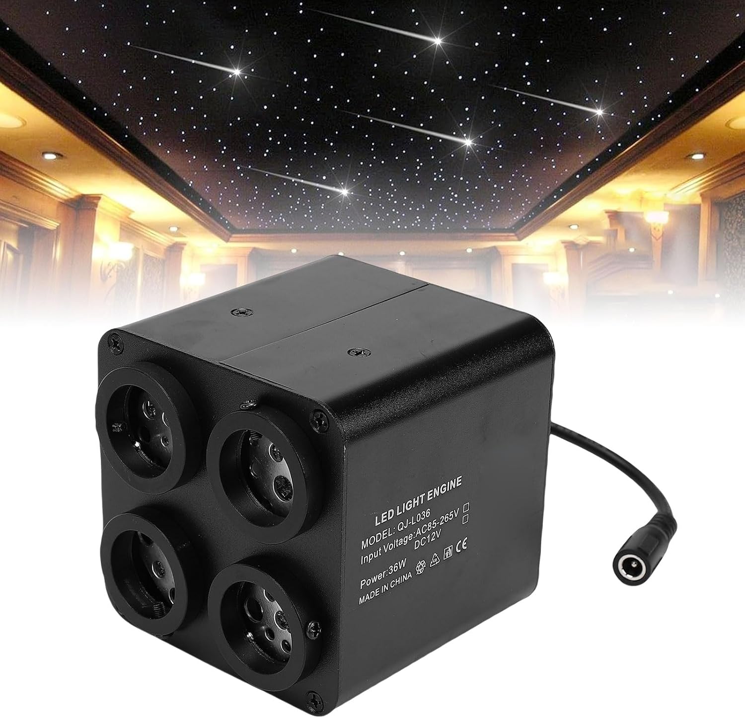 Starlight Headliner Kit, 4 Colors 36W Twinkle & Meteor Fiber Optic Ceiling Lights, APP Remote Control Sound Activated, 2 in 1 Light Engine Music Effect Star Ceiling Sky Light for (US Plug)