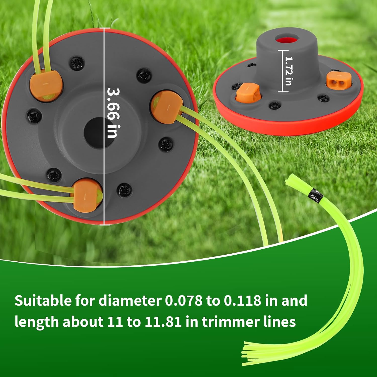 Quintillus Weed Eater Head, Universal Weed Wacker Head String Trimmer Head Replacement for Ego, Ryobi,Echo,Weed Warrior with 12pc .095" Triangle Trimmer Line