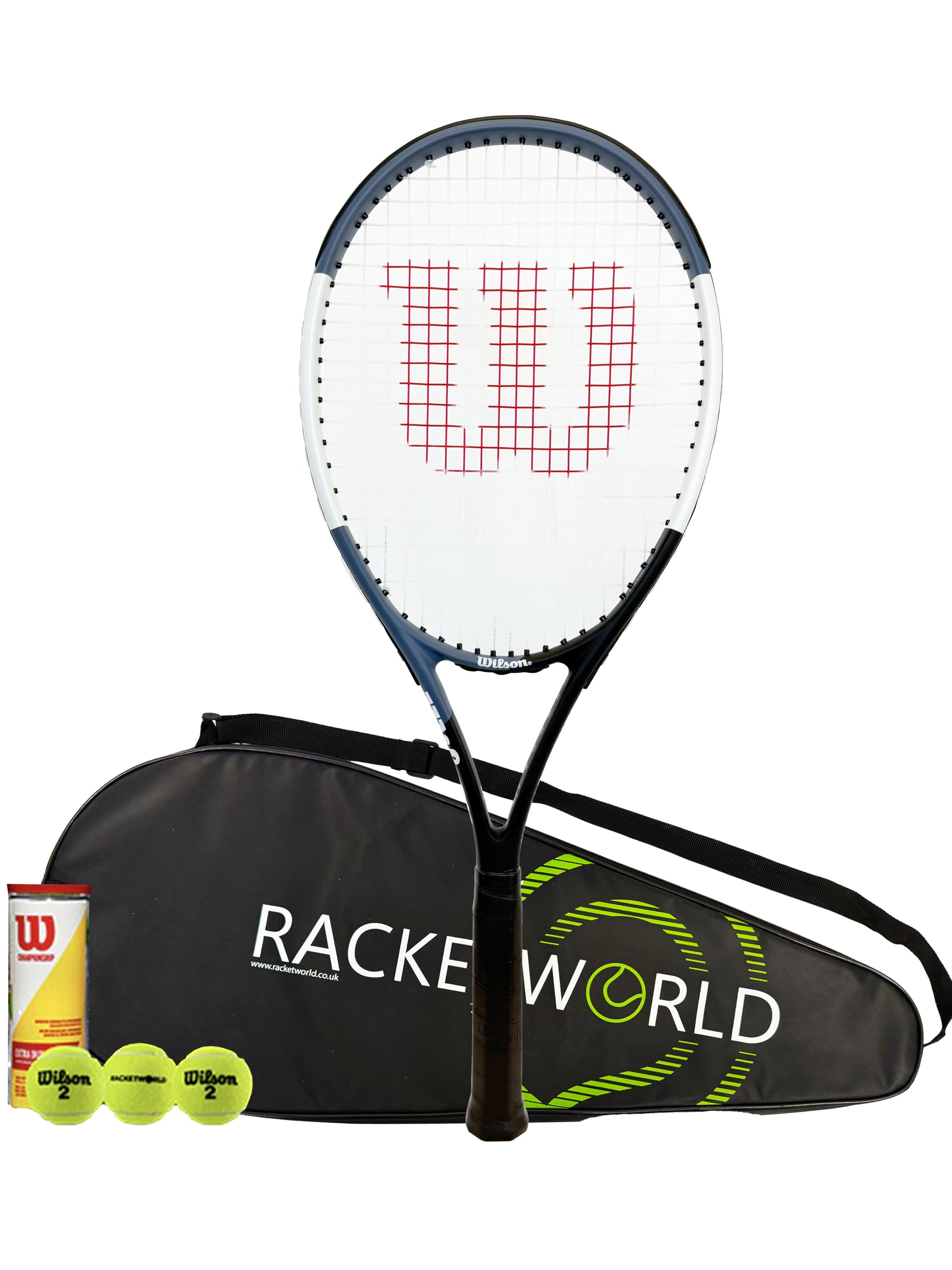 Wilson Nemesis Team 103 Graphite Tennis Racket with Premium Racket Cover & Tennis Balls (4 1/8 inches (L1))