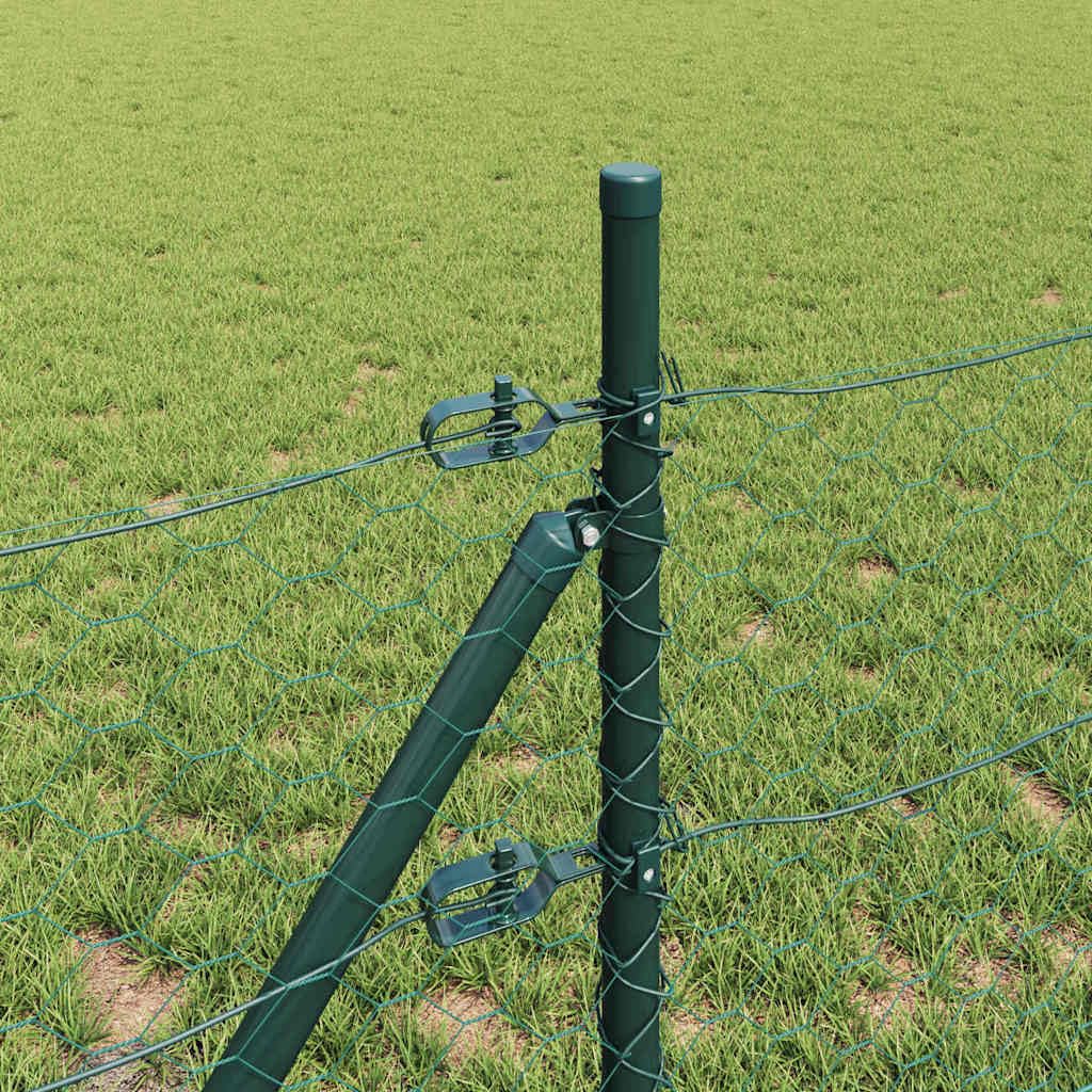 Postes de valla de acero recubierto de PVC de 10 x 0,8 m, con malla de 50 mm, juego de 5 postes, resistente a la intemperie y a la corrosión, para vallas de jardín y protección exterior