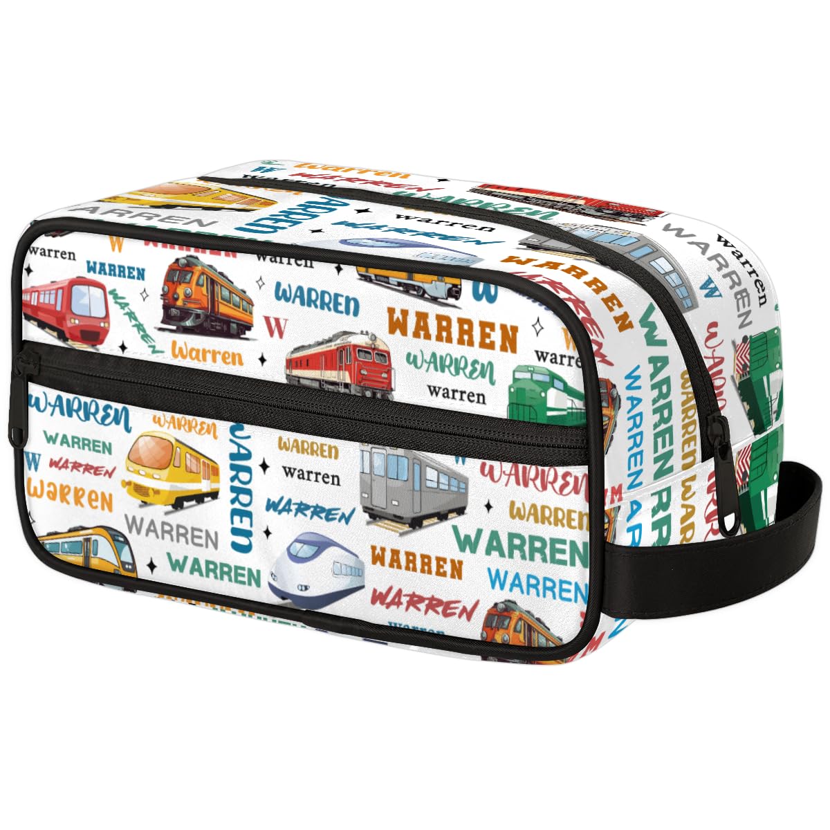 Foerrkelg Personalized Boys Travel Toiletry-Bag with Name, Custom Train Waterproof Hanging Wash-Bag for Kids, Large Capacity Shaving Bag for Travel,