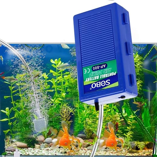 VAYINATO Sobo Portable Battery Aquarium Airpump with AirTube and AirStone for Transporting Fish After Fishing AP-800 (Batt...