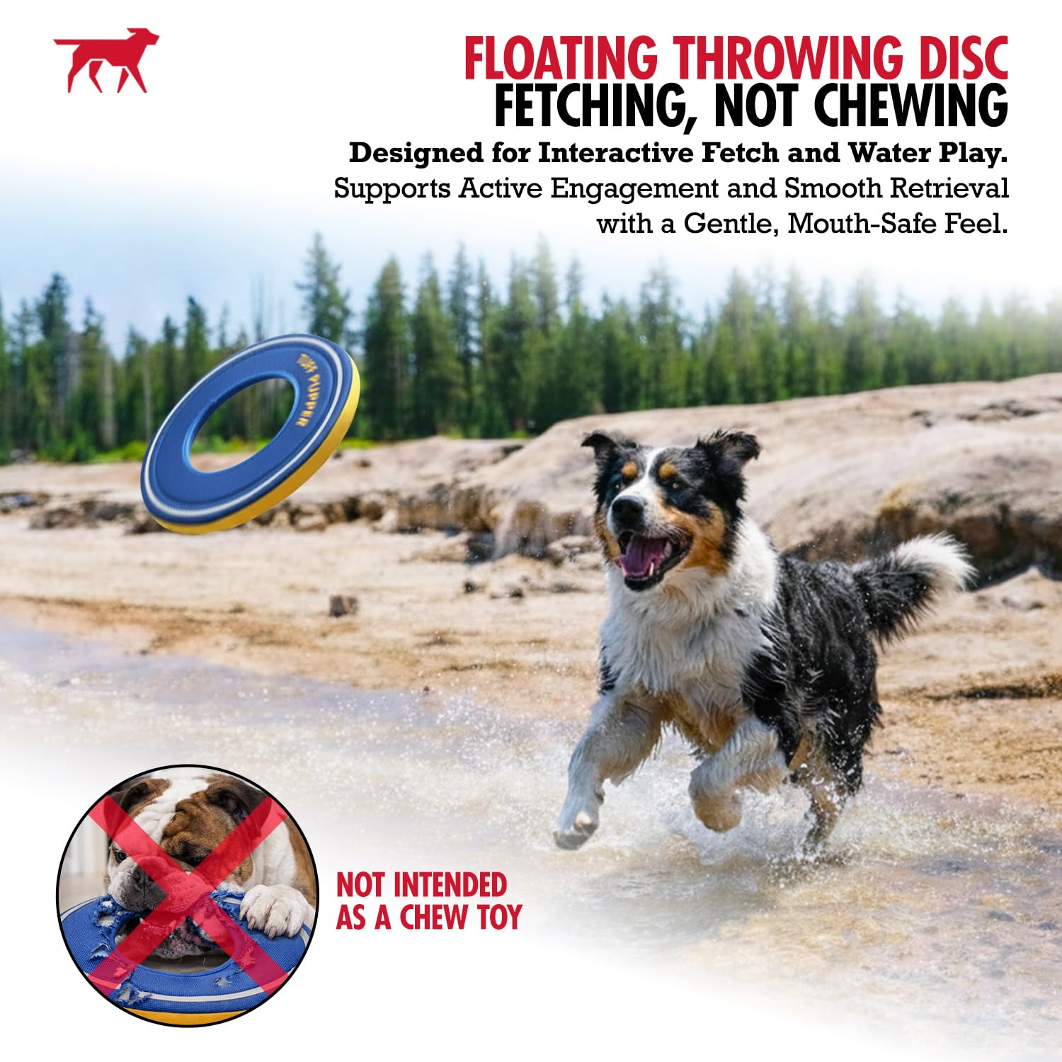 Tuff Pupper Frisbee flottant pour chien | À rapporter seulement et non un jouet à mâcher | Disque de rapporter en mousse souple | Jeu d'eau et de neige haute visibilité | Doux pour les dents | Jouet