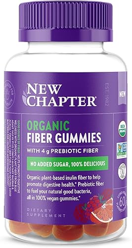 Miniatura 1 de New Chapter Gomitas de fibra orgánica para adultos, hasta 0.28 oz de fibra prebiótica a base de plantas para la salud digestiva, veganas, sin OMG,