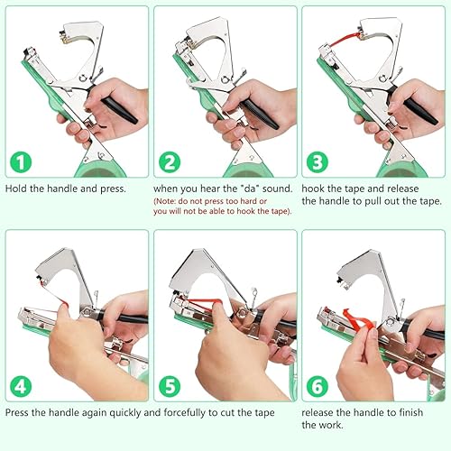 Miniatura 4 de Máquina para atar plantas, máquina de atar vid, pistola de cinta de plantas para plantas trepadoras, uvas, frambuesas, tomates y flores de verduras