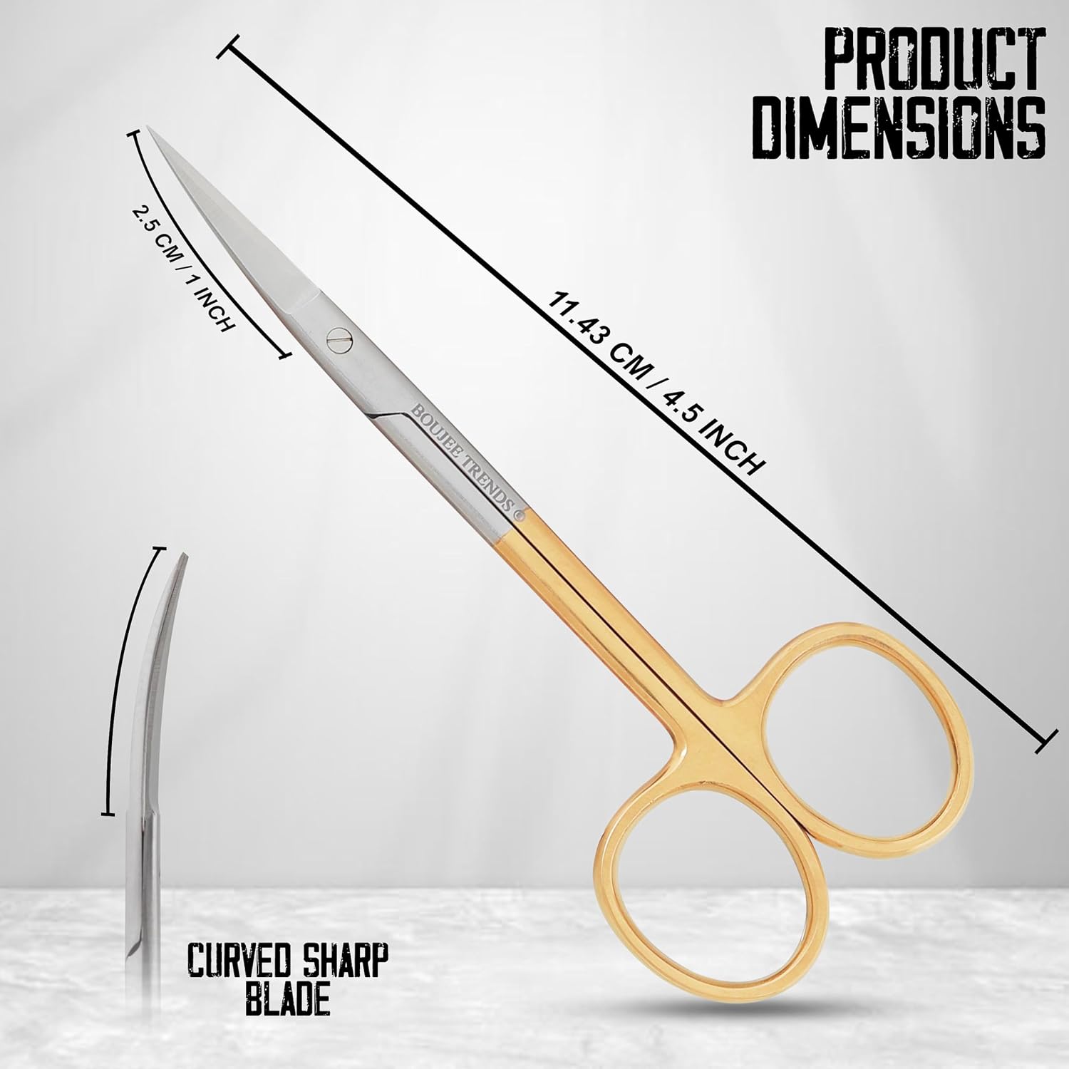 TC Iris Micro Dissecting Scissors 4.5" CVD Super-Cut Fine Point Tungsten Carbide Inserts and Plasma Gold Rings Skin Tag Medical Surgical Gum Stitch Eye Dental Scissors Perfect for Doctors, Nurses