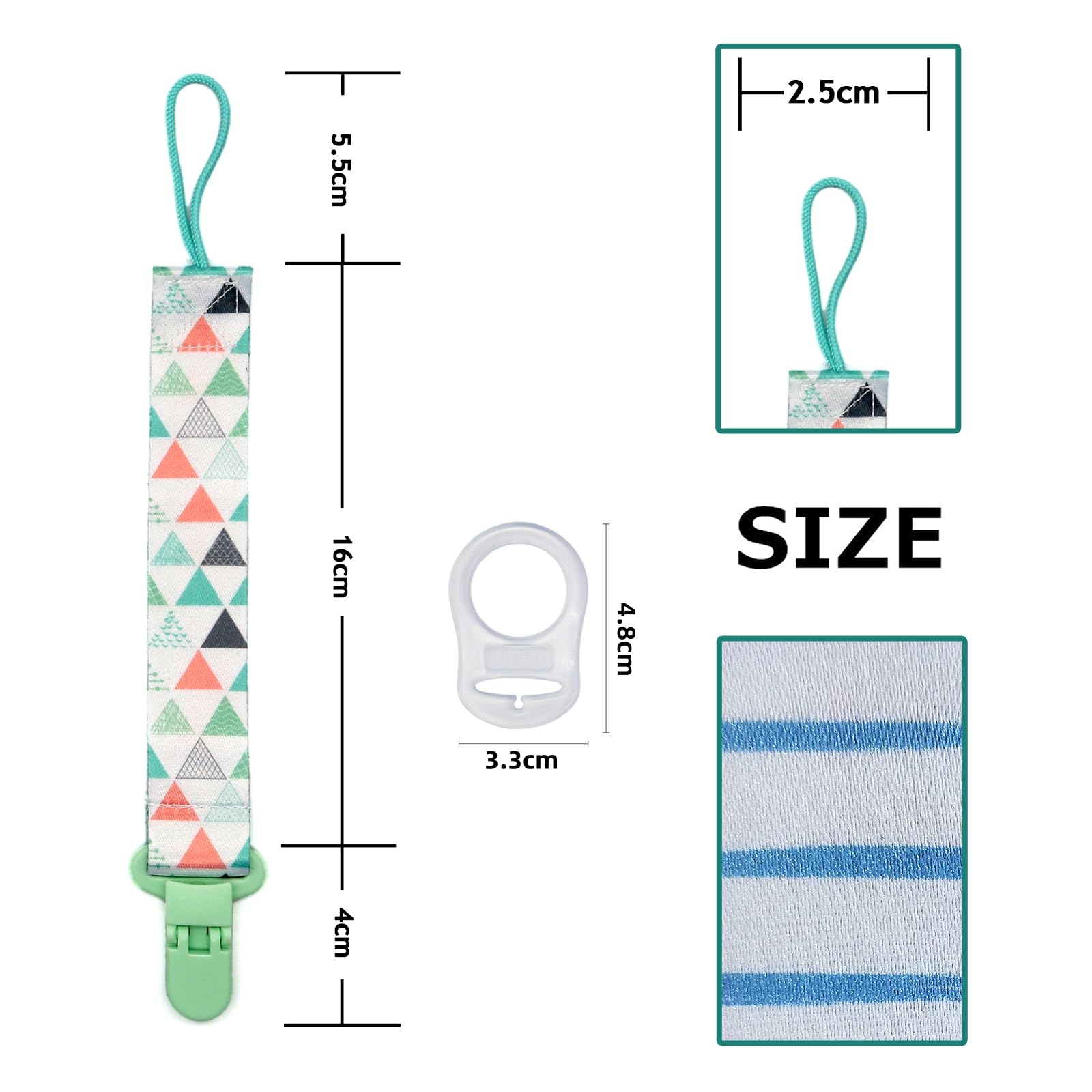 Clip Portaciuccio Per Bambini - Guinzaglio Regolabile, Design Carino, Antiperdita Per Passeggini - Foto 5