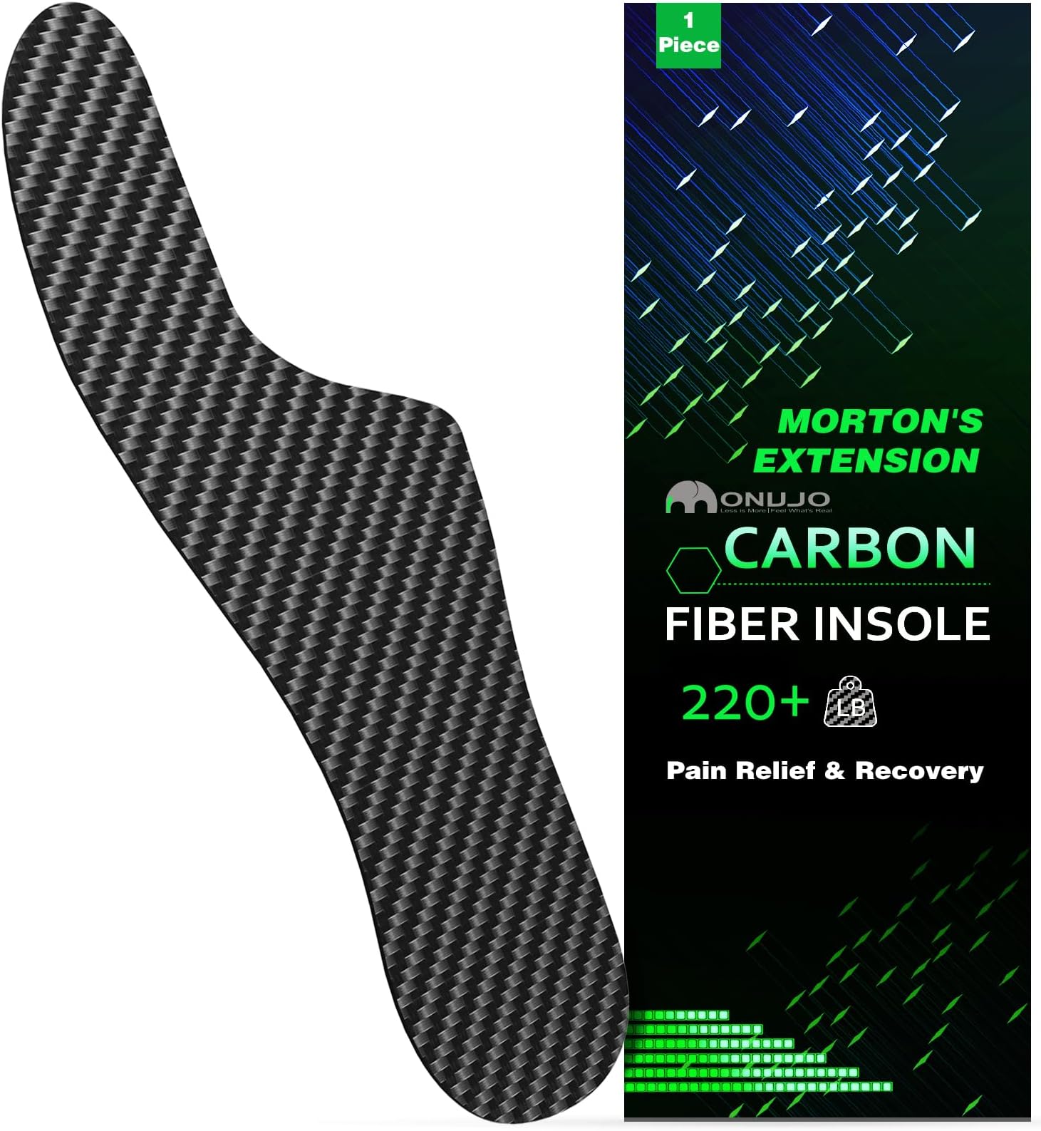 Morton's Extension Orthotic, Carbon Fiber Insole (1 Piece), Rigid Foot Support Insert for Morton's Toe, Foot Fractures, Turf Toe, Hallux Rigidus, and Arthritis, 245(W 8.5-9,M 7.5-8)