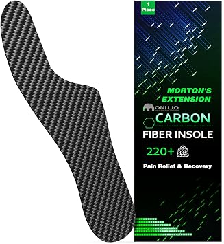 Morton's Extension Orthotic, Carbon Fiber Insole, W 11-11.5, M 10-10.5 | 1 PC Rigid Foot Support Insert for Morton's Toe, Foot Fractures, Turf Toe, Hallux Rigidus, Arthritis