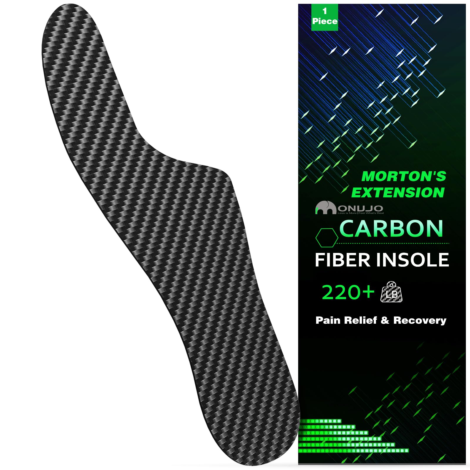 Morton's Extension Orthotic, Carbon Fiber Insole (1 Piece), Rigid Foot Support Insert for Morton's Toe, Foot Fractures, Turf Toe, Hallux Rigidus, and Arthritis, 245(W 8.5-9,M 7.5-8)