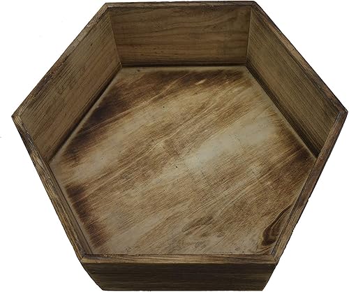 Miniatura 4 de Juego de 3 cajas de madera color marrón de 11.8 pulgadas ABN5E100-NTRL - Recipiente hexagonal
