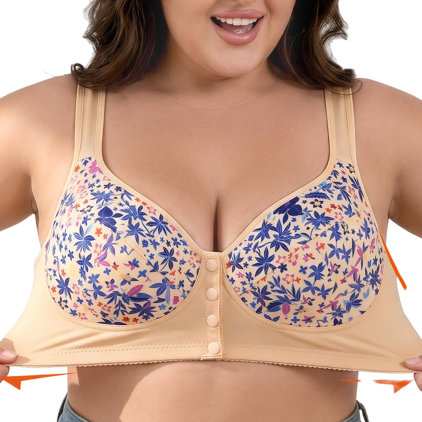 Confezione da 3 Reggiseni Donna Senza Ferretto con Chiusura Frontale A Bottoni, Reggiseno Comodo Che Sostiene Morbido per Seno Abbondante Taglie Forti Curvy Lingerie Intima