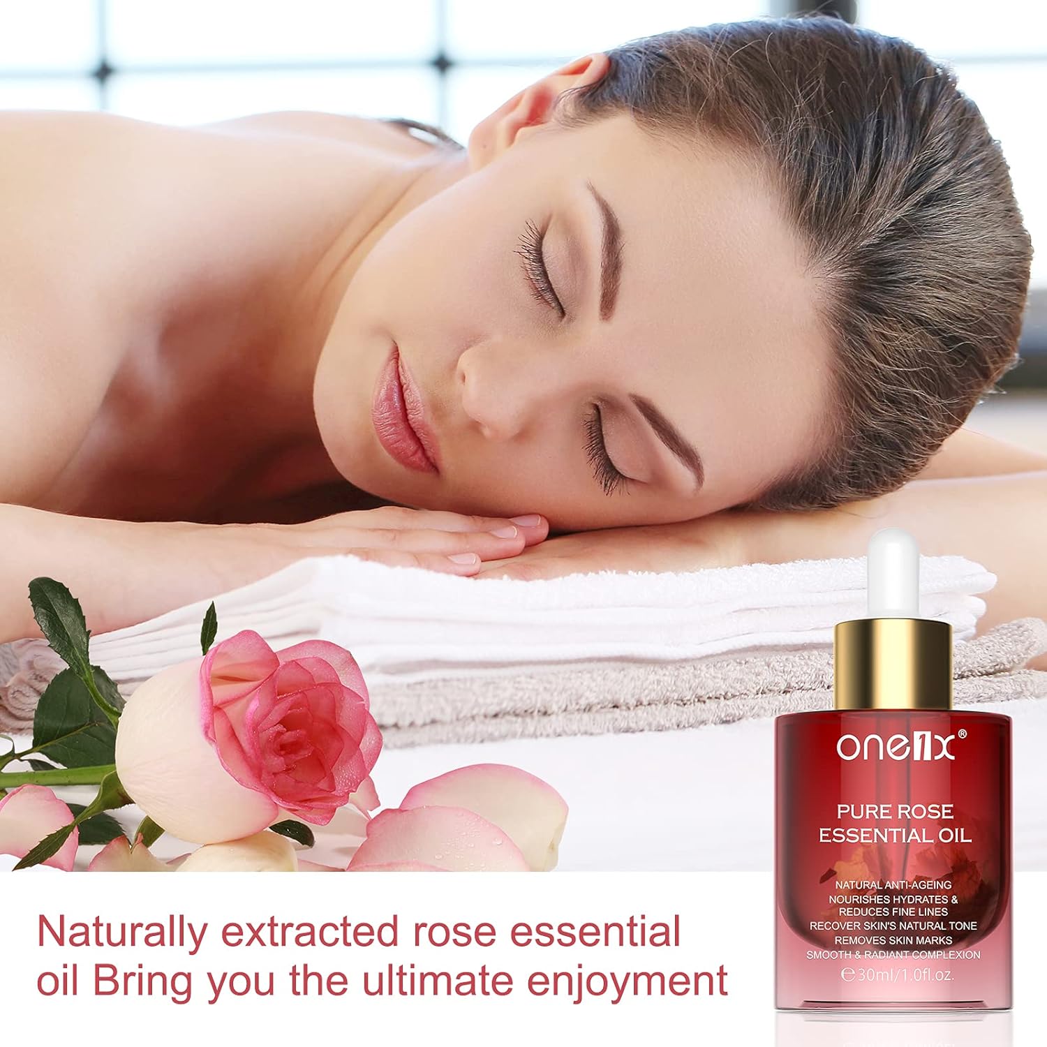 Rose Oil for Face, Anti-Wrinkle Facial Oil Serum for Dry Skin Moisturizing, Organic Rose Essential Oils for Face Body Massage Aromatherapy and Relaxation, Skin Care Gua Sha Oil 30ML : Beauty & Personal Care
