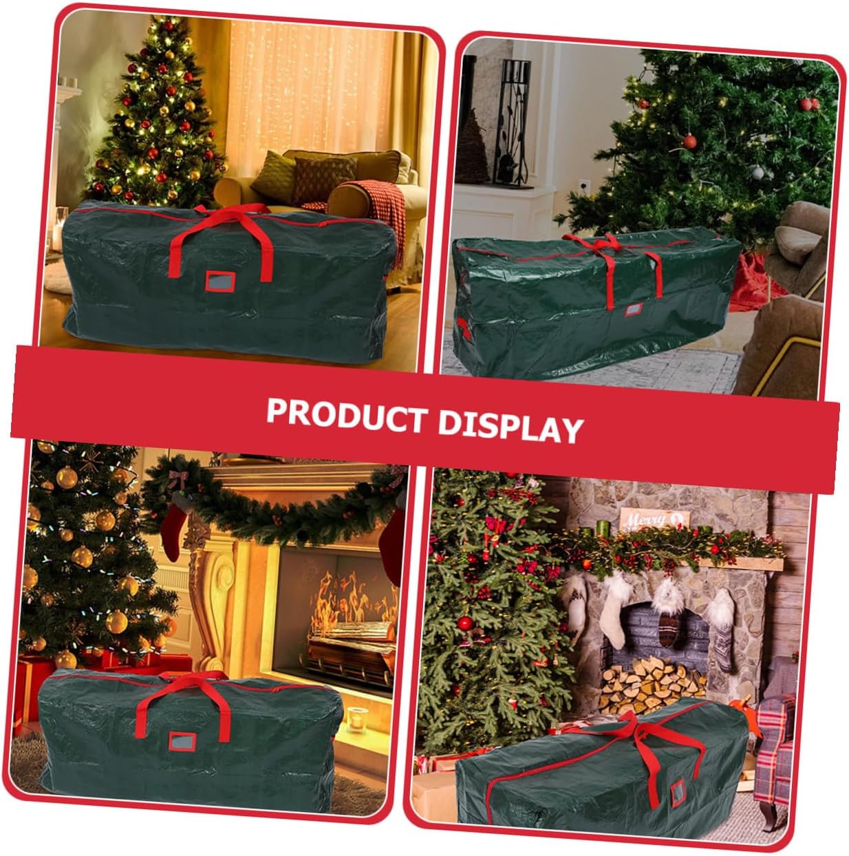 VICASKY Christmas Tree Storage Bag Zippered Waterproof Organizer 165x38x76cm Green Heavy-duty Xmas Tree Container with Handles for Holiday Décor and Seasonal Storage