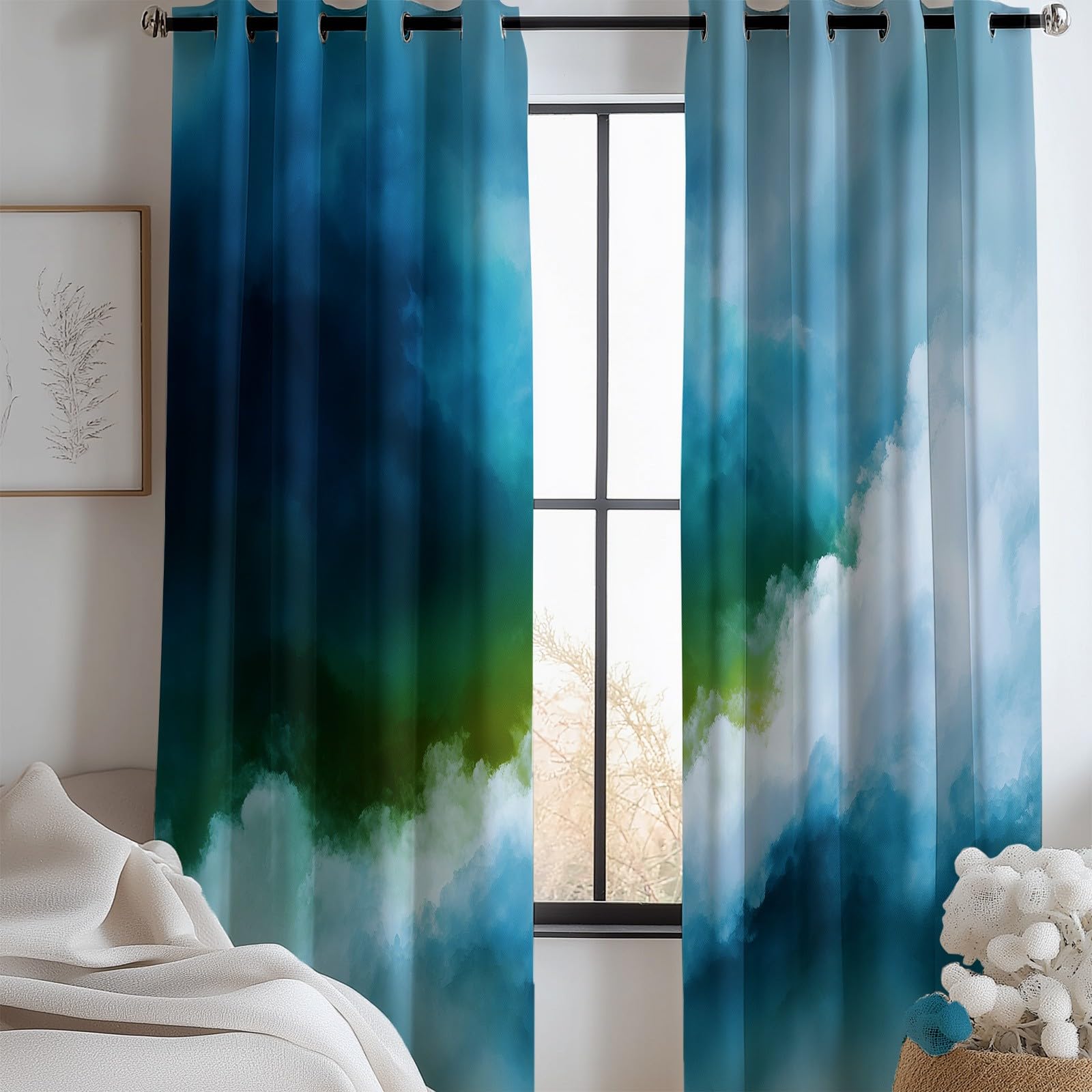 Rideaux occultants bleu ciel en polyester noble pour sublimer votre chambre
