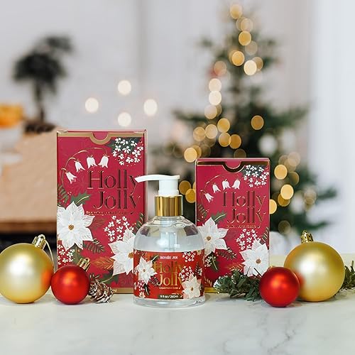 Miniatura 6 de ROMIIE ZOI Jabón líquido de manos navideño con caja de regalo, bayas y pájaros, infundido con aroma a nieve que cae - 8.8 fl oz 9 onzas líquidas
