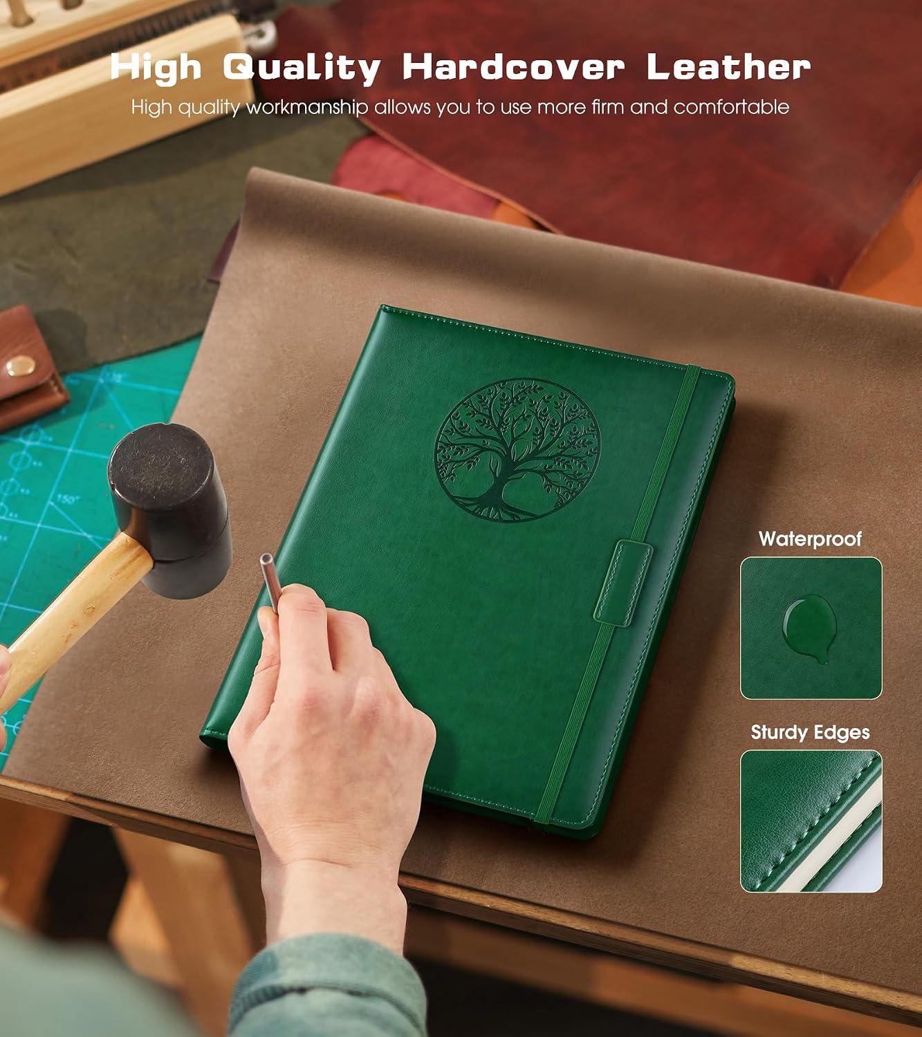 Biuwory A5 Leather Journal Notebook, 140 Lined Pages, Hardcover 5.7"×8.3" image 3