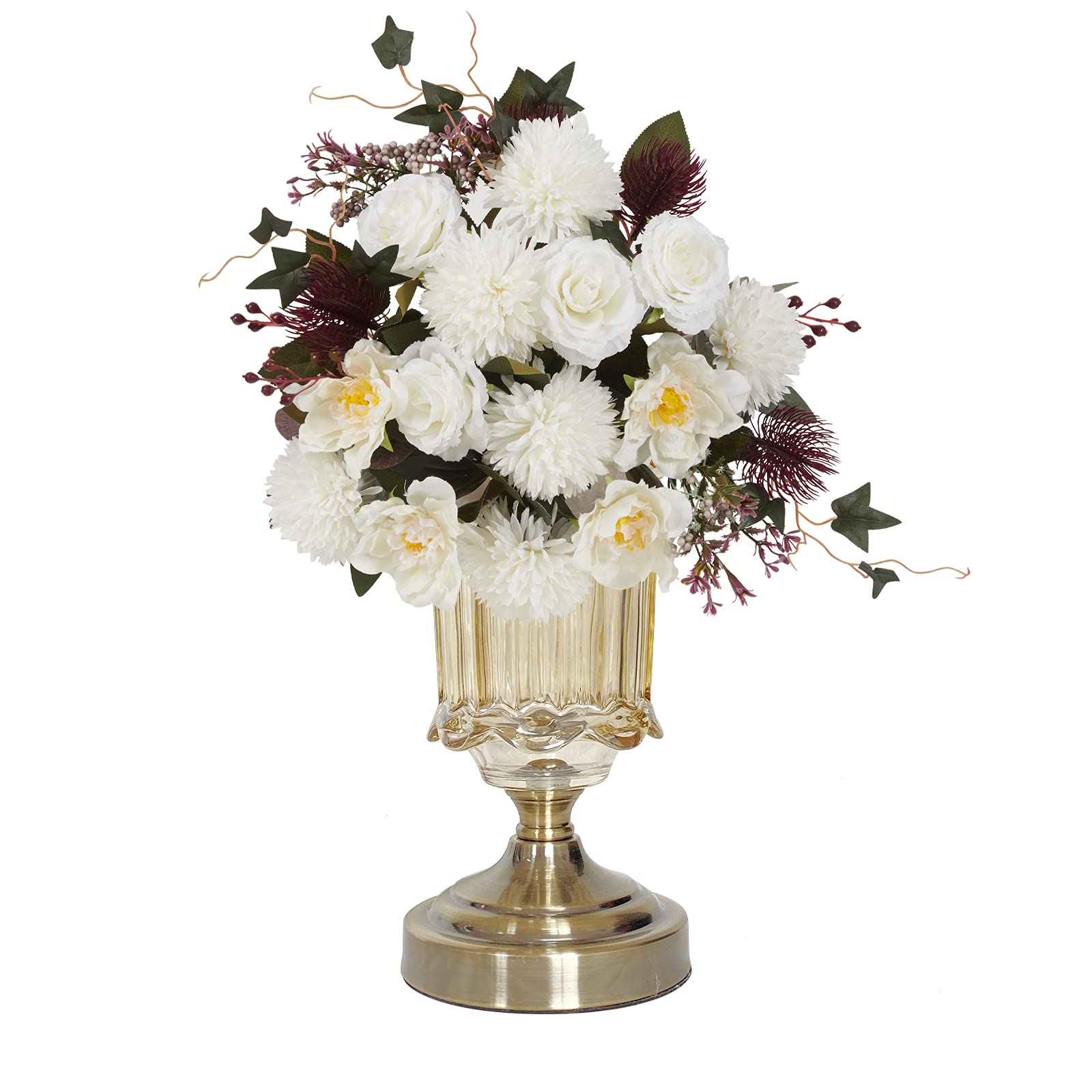 Premium Artificial Flowers, White Silk Flower Bouquets, Ivory Fake Flowers Decoration, Faux Floral Arrangements for Wedding Bridal Bouquets, Home Decor, Baby Shower, Table Centerpieces