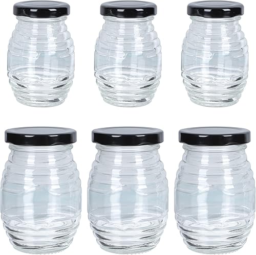 Hemoton Tarros de vidrio (3.4fl oz + 8.5fl oz) con tapas herméticas de metal negro para preparación de comidas, almacenamiento de alimentos, Hemoton Tarros de vidrio (3.4fl oz + 8.5fl oz) con tapas herméticas de metal negro para preparación de comidas, almacenamiento de alimentos,