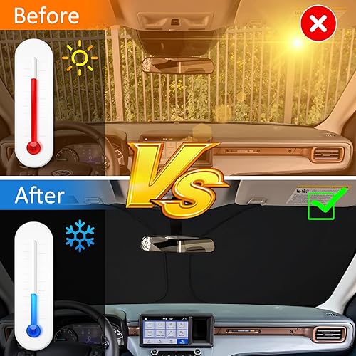 Miniatura 10 de D-Lumina Parasol para parabrisas delantero para 2022, 2023, 2024, 2025, Fo-rd Maverick, parasol plegable para ventana delantera para rayos UV